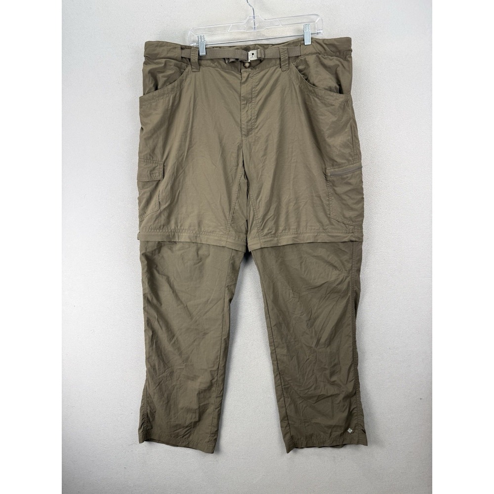 Columbia Omni-Wick Convertible Hiking Pants Men 42x34 Tan Zip-Off Cargo Trail